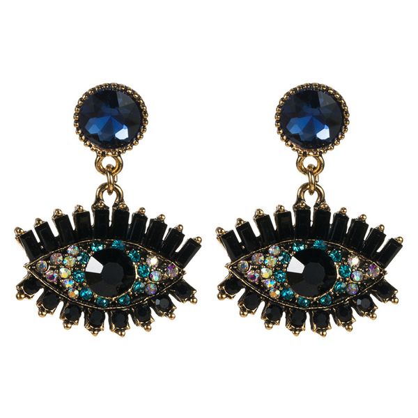 

2020 new europe and america full rhinestone big eye drop earrings for women fashion vintage statement dangle pendientes, Silver