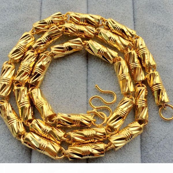 

geometry solid necklace chain classic 18k yellow gold filled 7mm thick heavy mens necklace jewelry gift 60cm, Silver