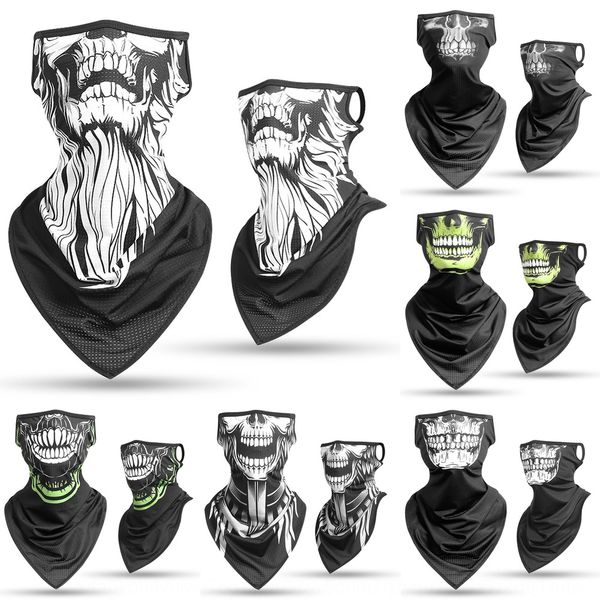 

rlzj0 hanging ear triangle towel ice silk mesh breathable mask csanti-terrorism head triangle headscarf cover riding windproof sunscreen fac, Black