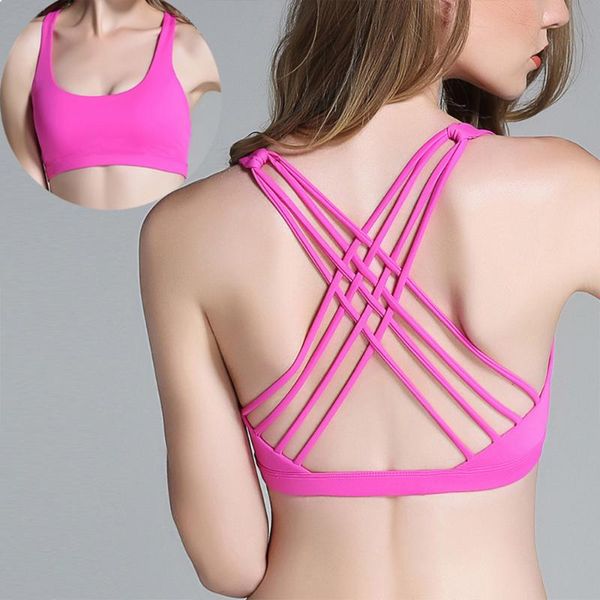 

fitness sports bra for women push up solid cross back yoga running gym training workout femme padded underwear crop female, White;black