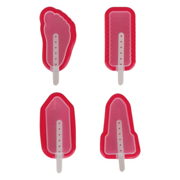 

4pcs/set diy silicone ice cream mold popsicle maker red