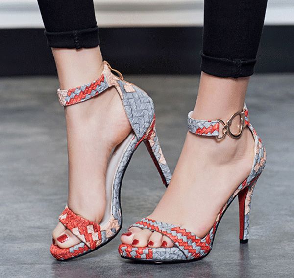 

plaid sandals women cross-tied heels ladies ankle strap lace up party bow high shoes 014c18 y200620, Black