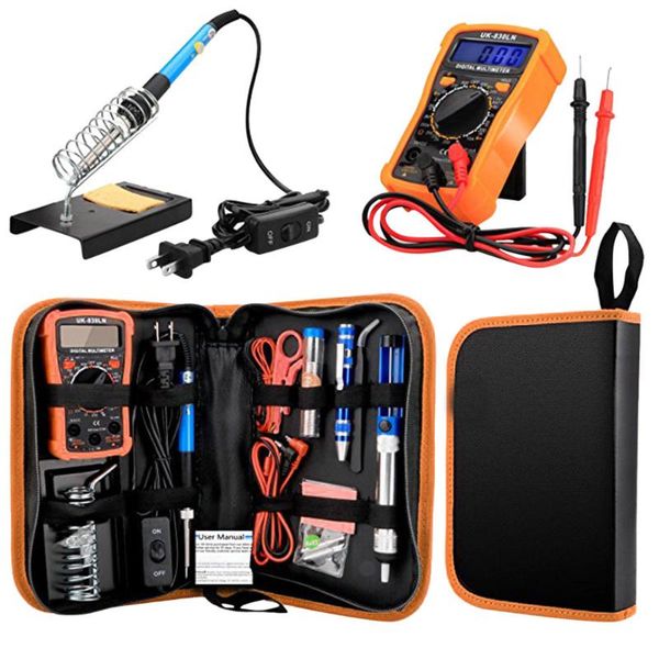 

50^14pcs soldering iron kit electronics adjustable temperature welding tool soldering set