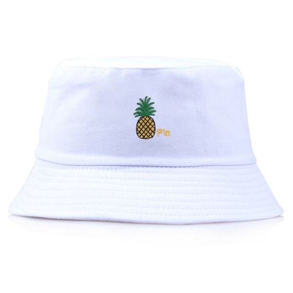 

embroidered alien foldable bucket hat beach sun hat street headwear fisherman outdoor cap tropical fruit pineapple hat, Blue;gray