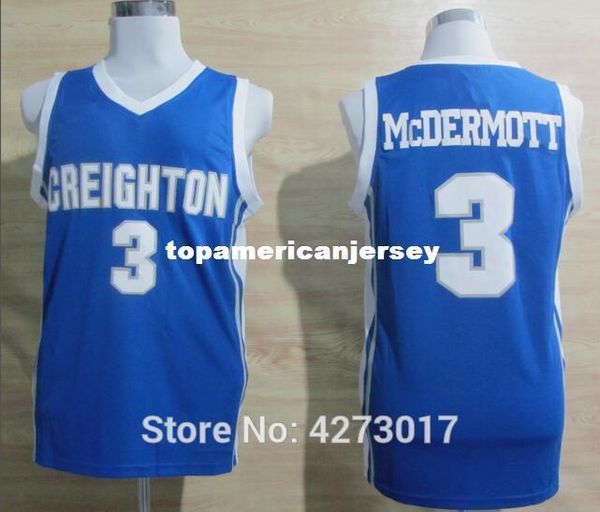 

mens # 3 дуг mcdermott крейтон bluejays college basketball джерси прошитой прошитой s-xxl ncaa, Gray