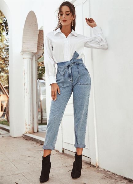 

jeans with sashes casual zipper fly capris pencil pants womens clothes designer women jeans fashion solid color, Blue