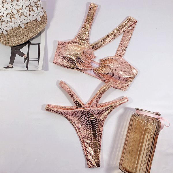 

2020 sexy snake печати shiny thong бикини женский купальник женщины купальники бикини бразильское бикини set asymmetric купальщица купальный, White;black