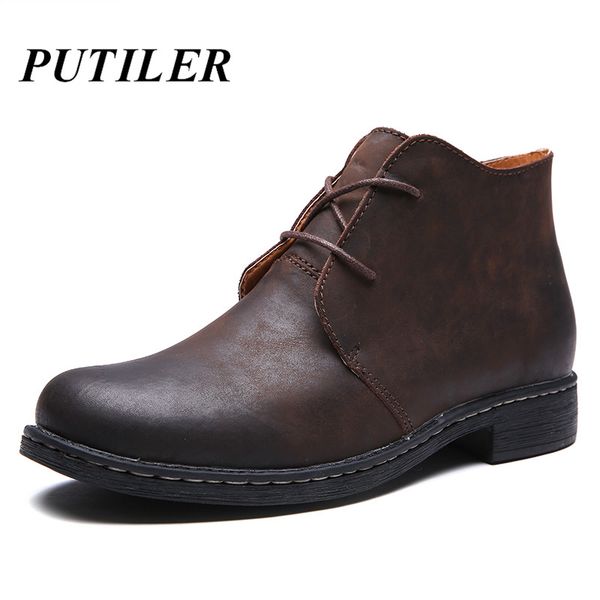 

genuine leather men ankle boots winter fur western cowboy boots men casual original shoes classic man, Black