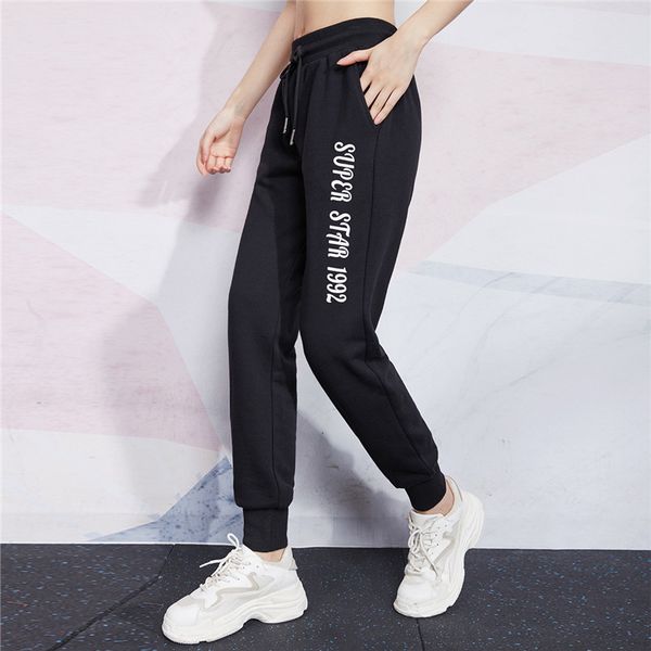 

идущие gym брюки женские letters фитнес тренировочные брюки осень зима sweatpants термические, Black;blue