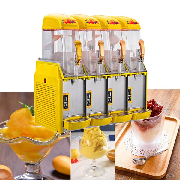 Quatro tanques 48L neve Commercial fusão Snack Juice Fruit Machine bebida fria Dispenser Freezing Ice Cream Slush Máquina