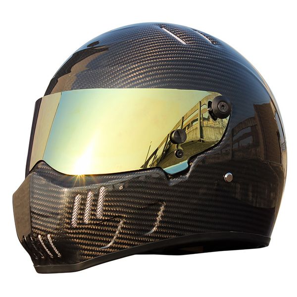 

2020 new full face helmet dot rainbow visor carbon fiber vintage moto motorcycle helmet men locomotive racing car karting xs-xxl