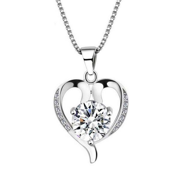 

fashion new 925 sterling silver jewelry fashion women lovely beautiful heart pendant necklace korean jewelry wholesale item