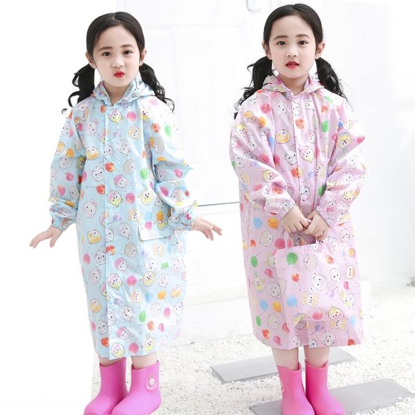

q version cartoon children's raincoat baby kindergarten students children's conjoined cloak cloak outdoor bag with back hiking pon, Red;brown