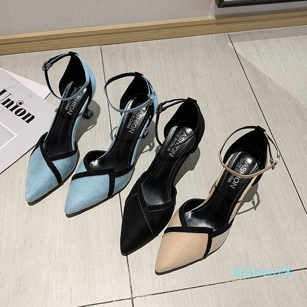 

2020 new elegant women pumps high heel wedding shoes female fashion hollow with sandals summer breathable shoes u14-91 l28, Black