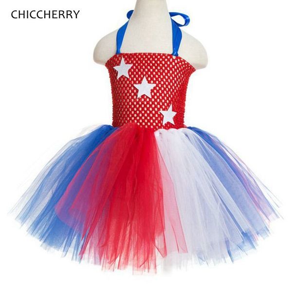 

baby girl 4 июля outfit шнурка tutu девочек летние платья детские бальные платья детская одежда малышей девочка одежда, 2-12 лет t200709, Red;yellow