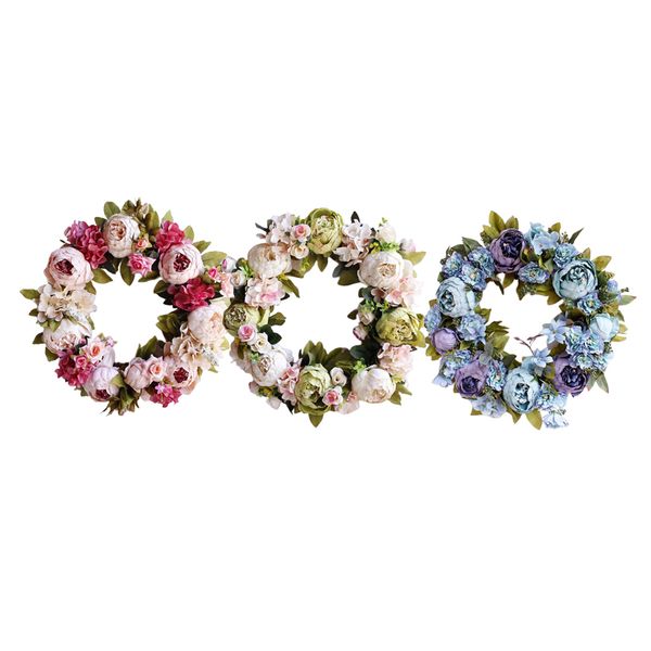 

artificial flower wreath garland home front door wedding party decor - 3 pcs
