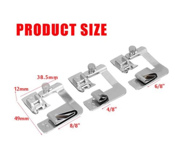 

1 / 3шт прижимной лапки прокат хем ноги внутренние швейные машины 4/8 8/8 6/8 для низкого shank швейная машина, Black