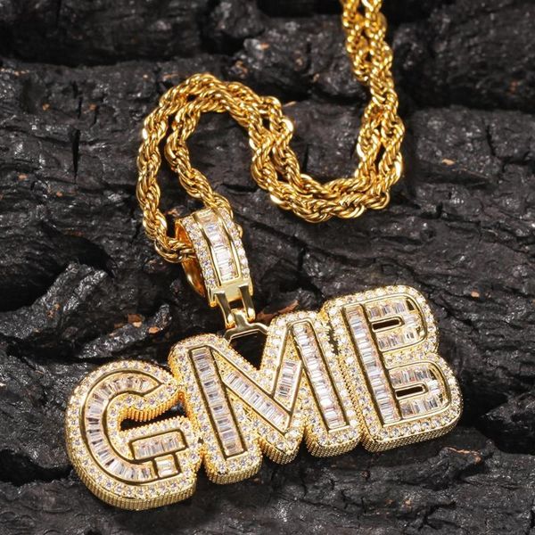 

custom cz bubble letter name pendant zirconial tennis chain necklace commission hip hop jewelry gift for men women, Silver