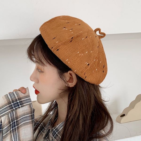 

beret female korean cute tadpole all-match student painter painter beret octagonal hat casual octagonal hat tide, Blue;gray