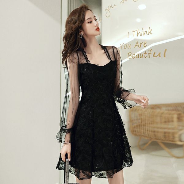 

ethnic clothing black women mesh dress exquisite sequins bling banquet qipao slim short evening party gown abito da sera, Red