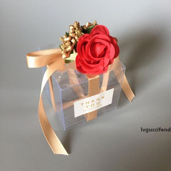 

plastic/kraft paper box for party gift wedding candy packing gift case w/ rose