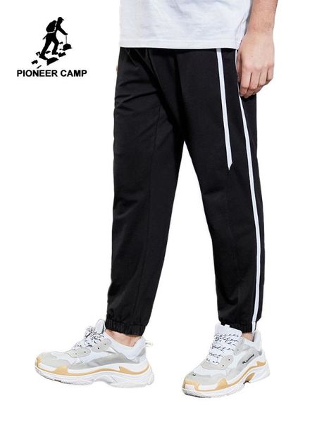 

pioneer camp hip hop knitted pants men brand clothing casual cotton trousers male quality 2 colors straight pants azz901066, Black