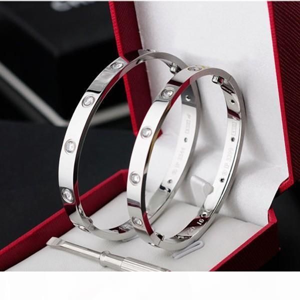 

l 2020 fashion new rose gold 316l stainless steel screw bangle bracelet with screwdriver and original bag screws never lose, Golden;silver