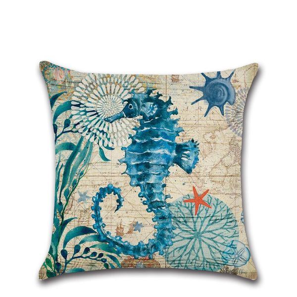 

new creative classic sea creature sea turtle seahorse whale ocs cushion cover pillow case linen home textiles 4 styles ing