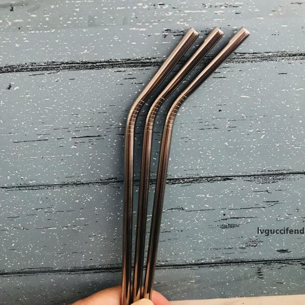 

215/267*6mm silver 304 stainless steel straw bent and straight reusable straw drinking straws party wedding bar drinking tools