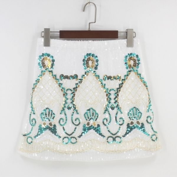 

vintage 1970s geometric embellished sequin beaded mini skirt summer black white going out elastic waist bodycon baroque pencil skirt