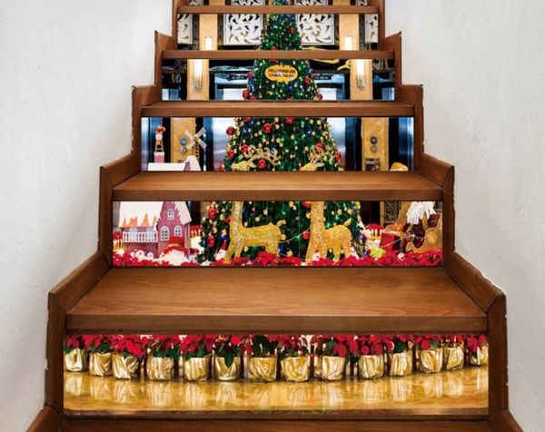 

2020 slt021 new christmas tree staircase decals 3d decorative stairs pasted on the floor self-adhesive wall stickers