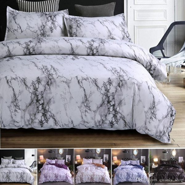 

4colors marble pattern bedding sets duvet cover set 2/3pcs bed set twin double  quilt cover bed linen (no sheet no filling