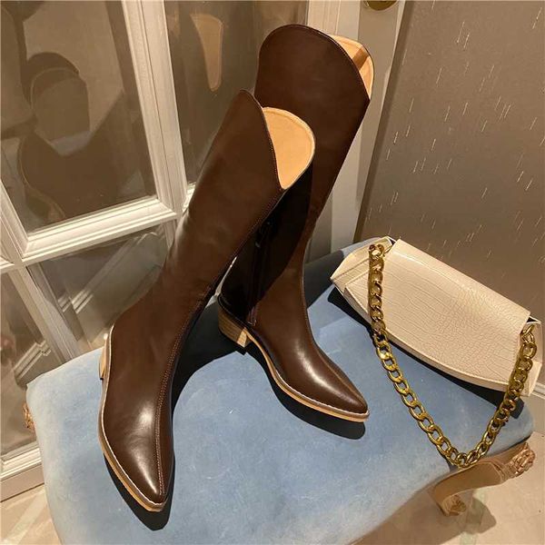 

riding boots women's new winter boots retro style pointed toe knee high knight thick mid heels long, Black