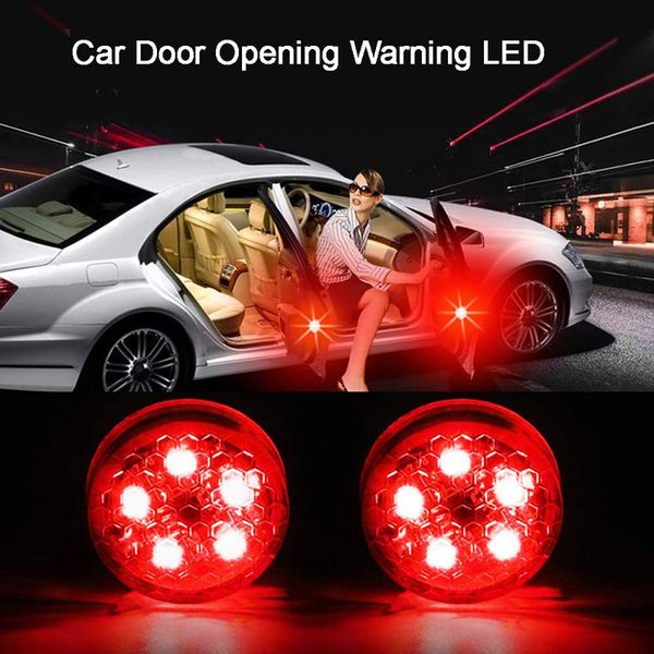 

2pcs двери автомобиля предупреждение открытие свет led универсальный авто предупреждение лампы беспроводной магнитный задний конец безопасно