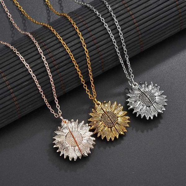 

unique sunflowe shape chain presents&necklace for women stainless steel necklaces statement bijoux femme alloy necklace se200017, Silver