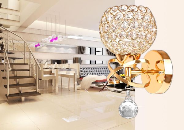 

wall lamp e14 indoor lighting crystal lights decoration bedside sconce for modern home ligting gold/sliver