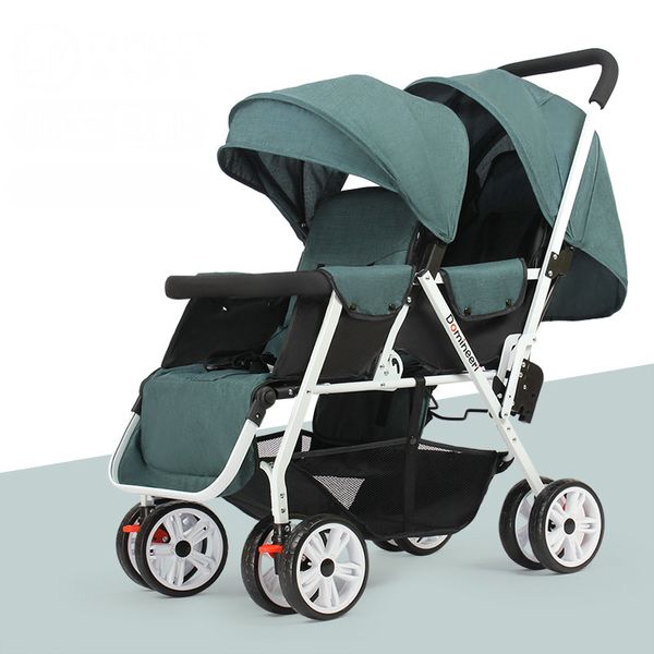 

can sit can lie twins stroller with removable canopy, 1s fold baby stroller, portable tandem stroller with mosquito net