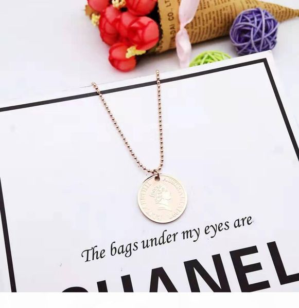 

r collector europe and america vintage fine rose gold coin britain queen 1998 head charm pendant clavicalis chain never be worn, Silver