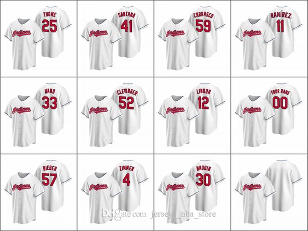 

cleveland indians #12 francisco lindor 11 jose ramirez 25 jim thome men women youth custom white replica home jersey, Blue;black