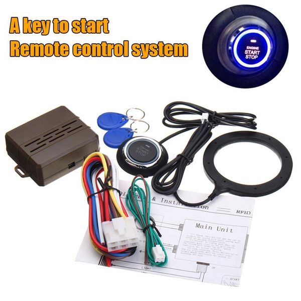 

12v rfid lock ignition car keyless entry push starter remote start system kit anti lost theft protection kits