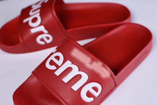 

supreme sandals 2020 xshfbcl дизайнер тапочки нового marque письмо desinger слайды мужских вьетнамки лето нового прибытие мода верхнего каче, Black;red