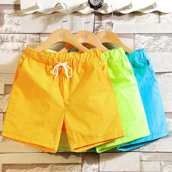 

men's shorts mens bright color board summer thin short pants male straight drawstring pocket casual beach, White;black