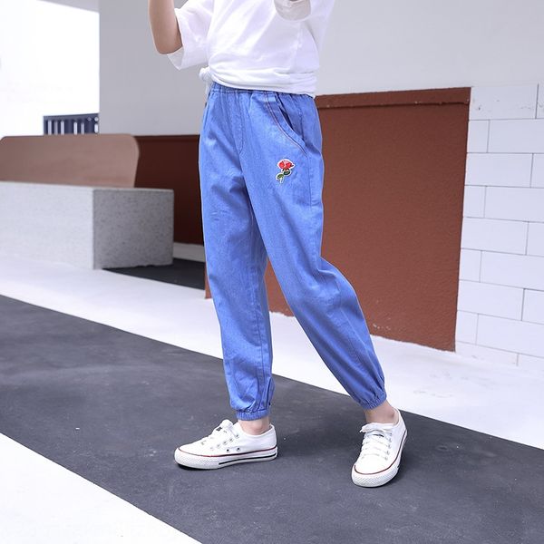 

girls 2020 new children's jeans uv-proof baby jeans anti-mosquito anti-mosquito pants all-match children's pants thin, Blue