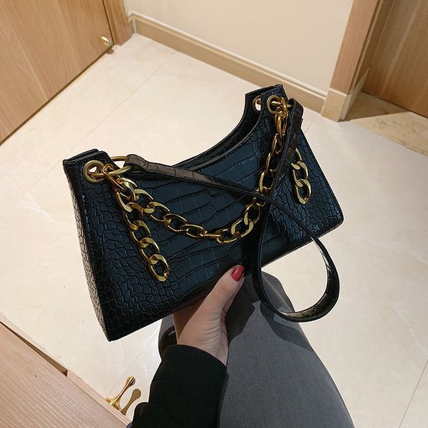 

vintage baguette bags luxury handbag women bags designer leather chain alligator totes female handle shoulder messenger bags
