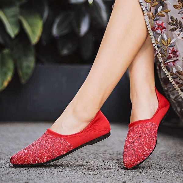 

damyuan flat shoes women 2020 ballet flats breathable pointed toe flats mesh casual patchwork pointed toe spring/autumn, Black