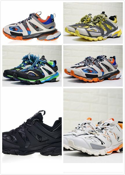 

casual shoes triple s track 3.0 grey orange yellow men women casual shoes platform sports sneakers trek mens trainers, Black