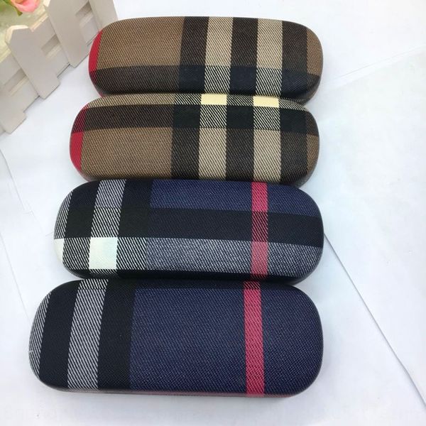 

new buge leather case case iron glasses glasses pressure-resistant portable metal plate box myopia men's and women's iron box, Blue