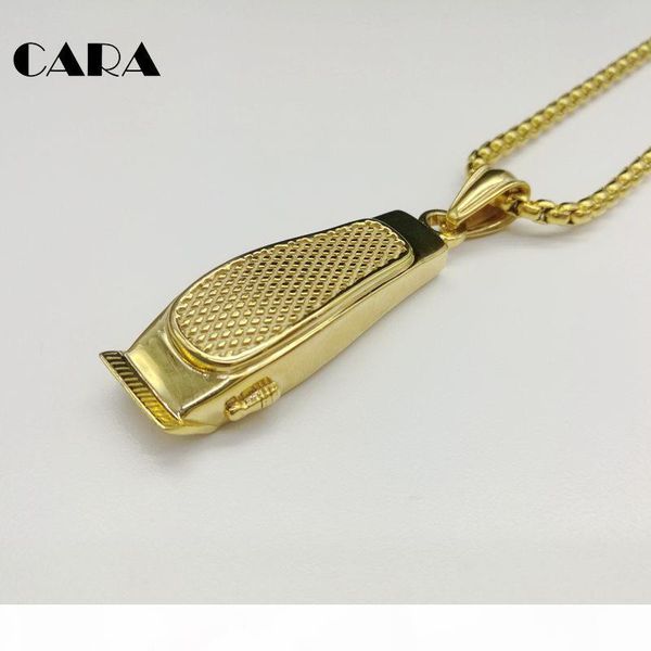 

cara new gold color 316l stainless steel hip hop barber hair shaver pendant necklace stylish mens necklace accessory wholesale cagf0358, Silver