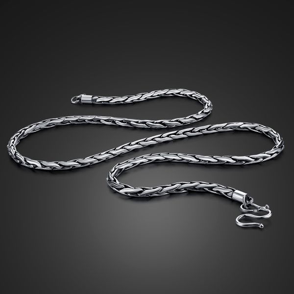

new 925 thai silver necklace men retro wind silver necklace 4mm56cm size solid charm jewelry birthday present