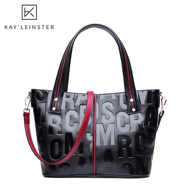 

genuine leather women crossbody messenger bag embossing letters luxury female shoulder bags large capacity tote bag